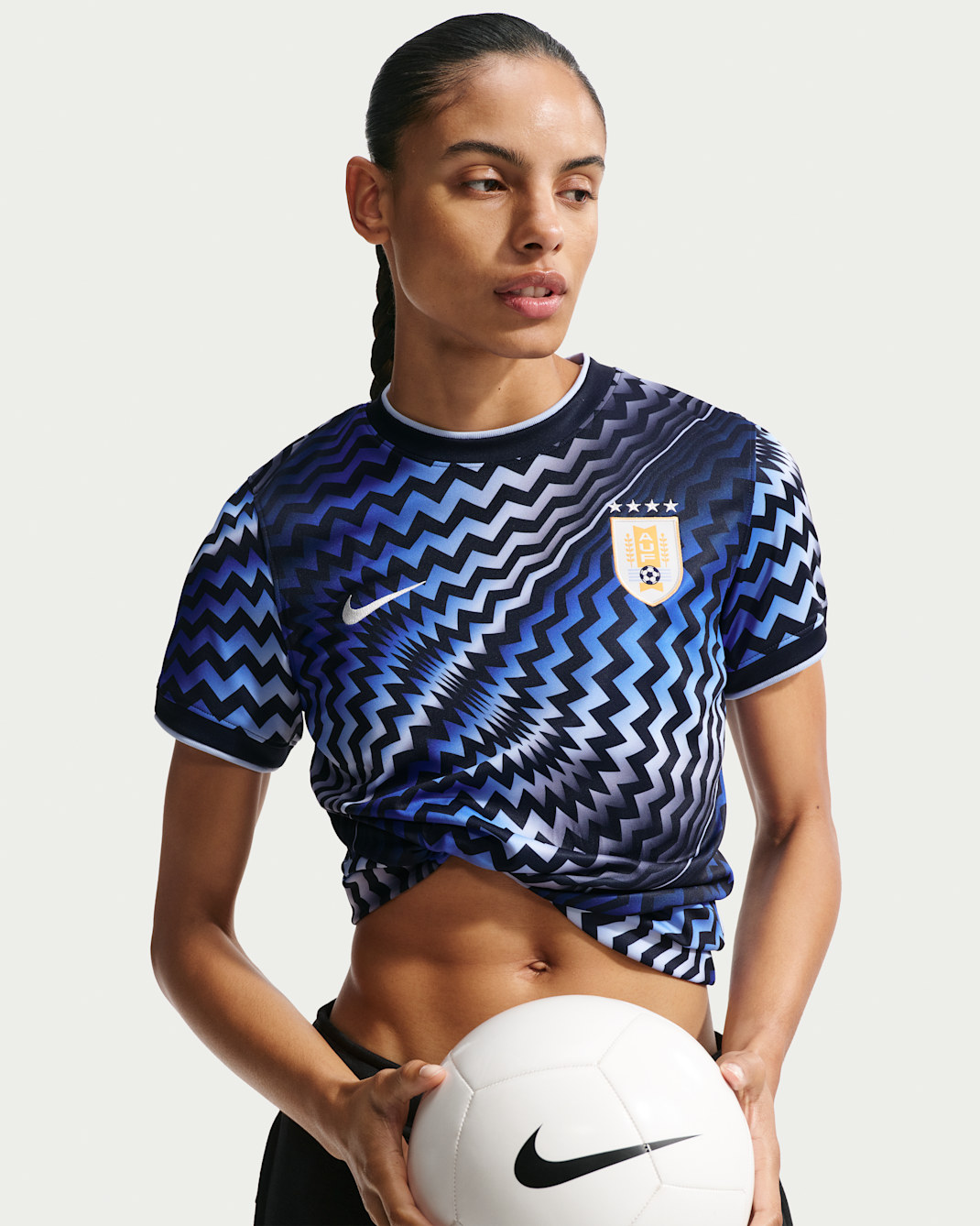 Uruguay Women's Nike Dri-FIT Soccer Pre-Match Short-Sleeve Top - Obsidian/Summit White