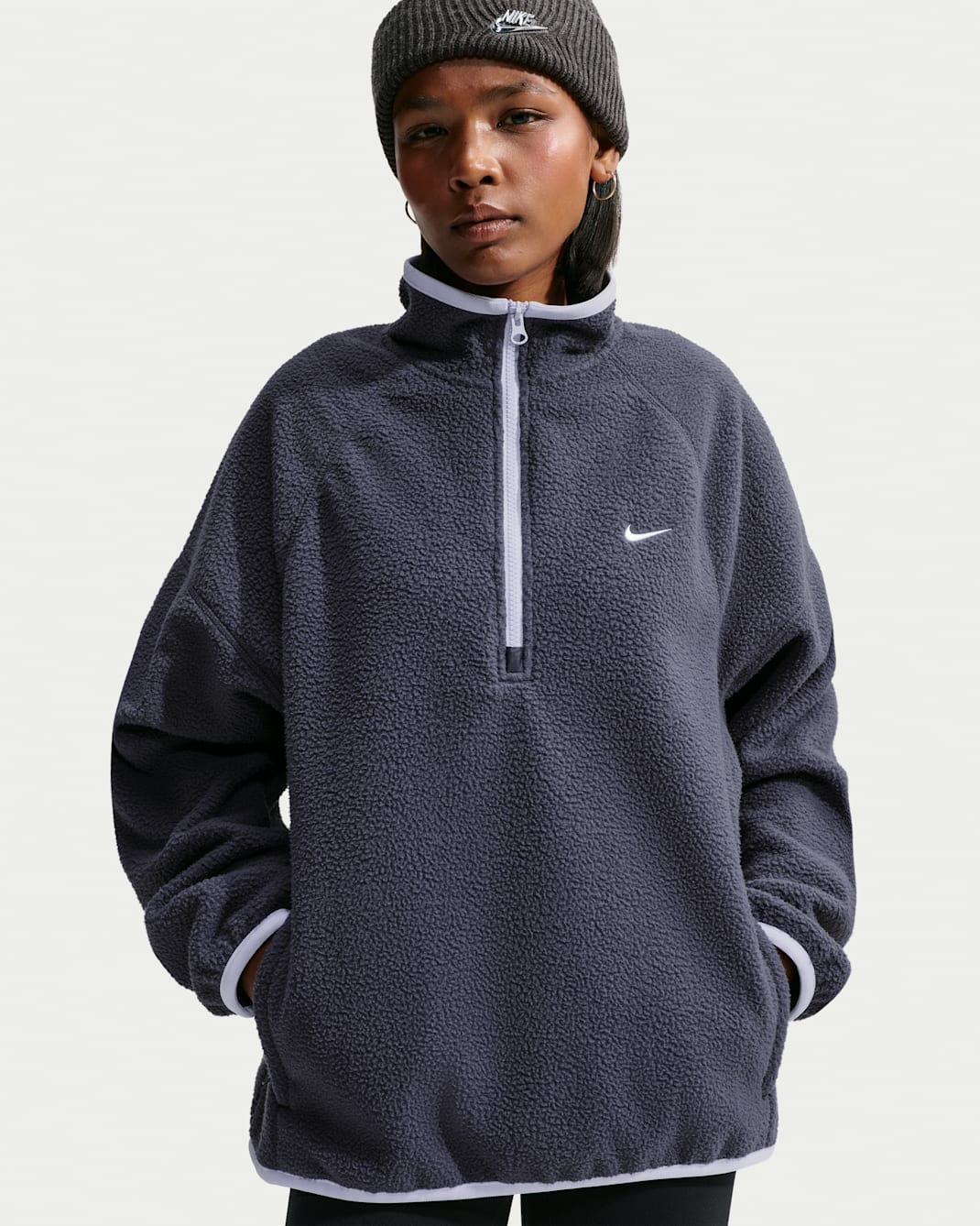 Nike Sportswear Women's Oversized Fleece Top - Gridiron/Palest Purple/White