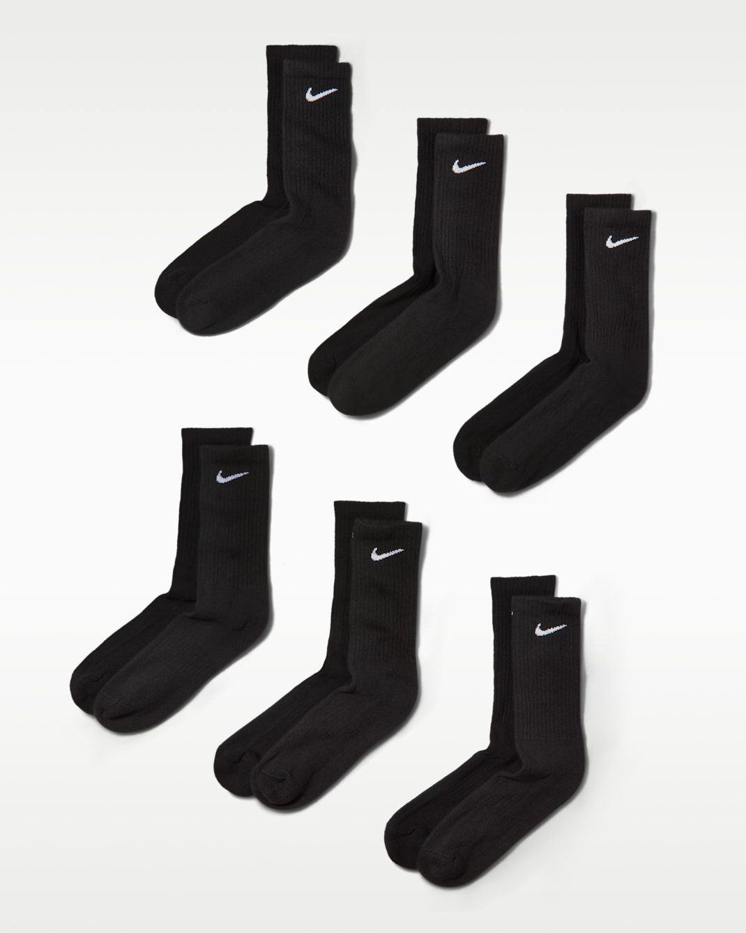 Nike Everyday Cushioned Training Crew Socks (6 Pairs) - Black/White