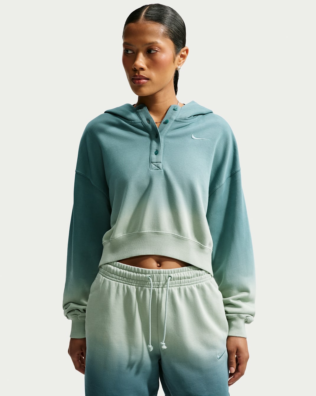 Nike Sportswear Phoenix Fleece Women's Oversized Henley Hoodie - Steam/Mineral Slate/Mineral Slate