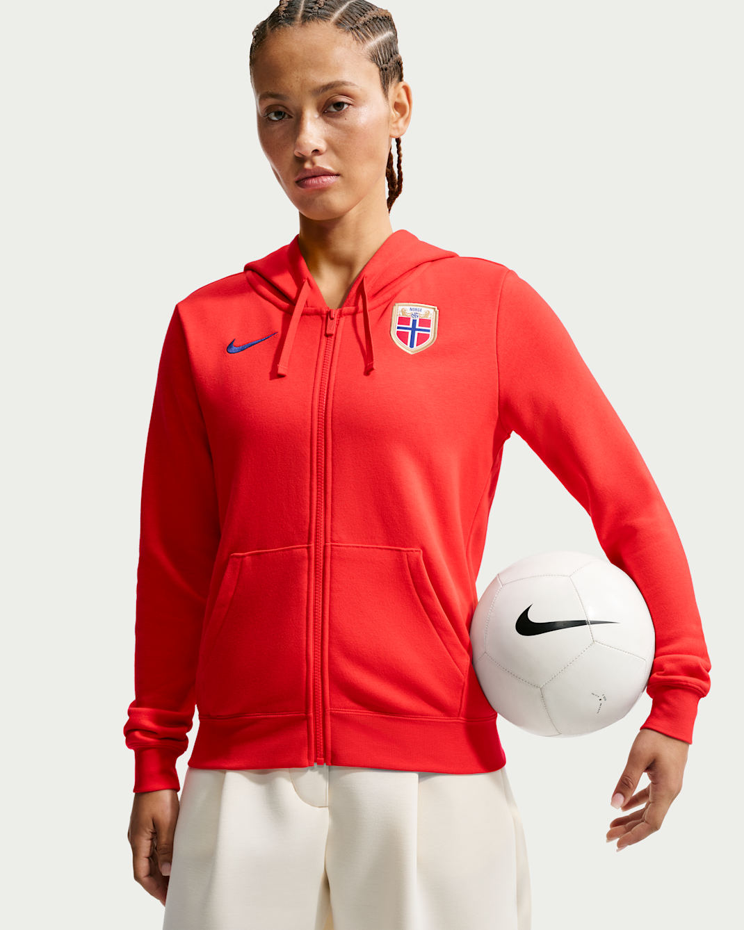 Norway Club Fleece Women's Nike Soccer Full-Zip Hoodie - Chile Red/Blue Void