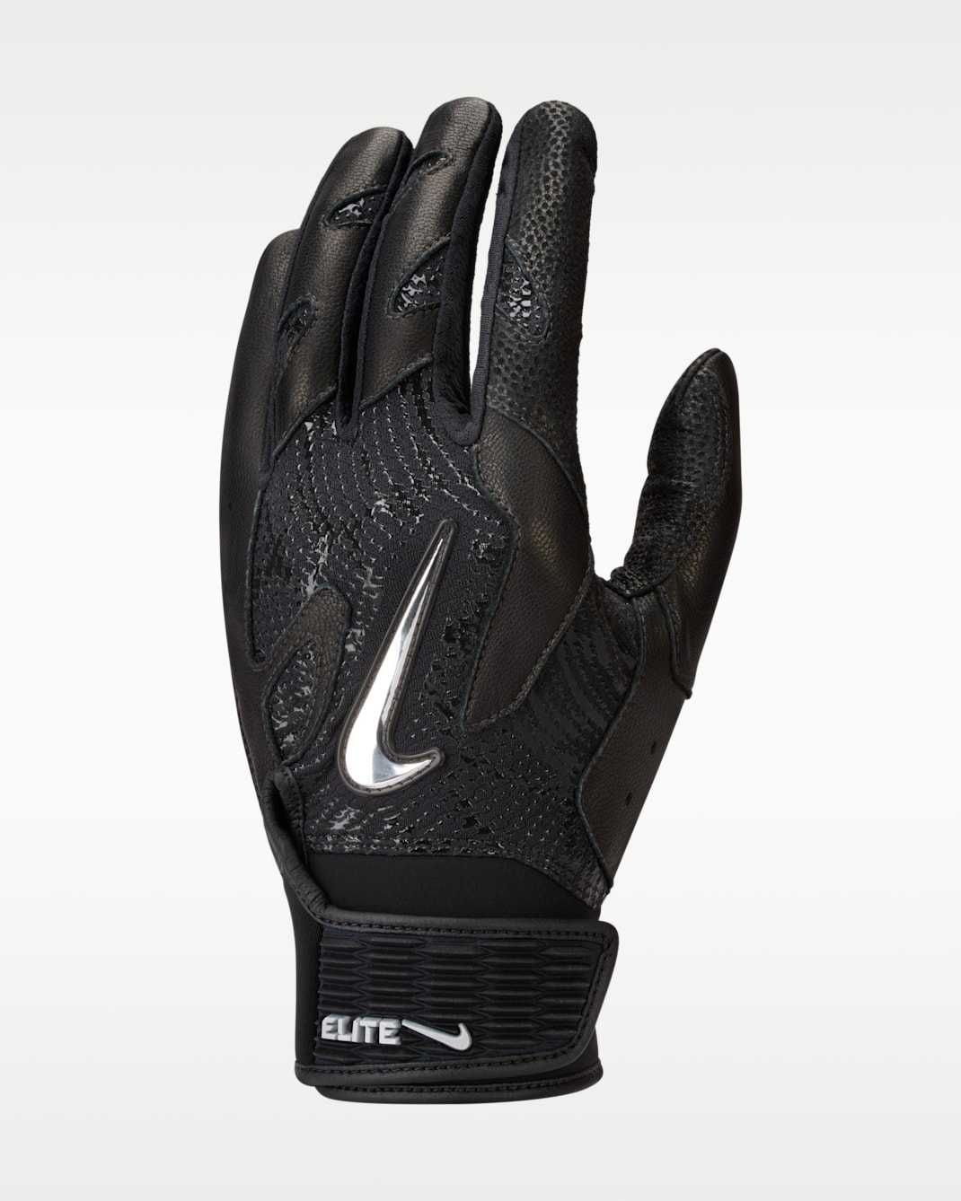 Nike Alpha Elite 2.0 Baseball Batting Gloves - Black/Black/Clear/Metallic Silver