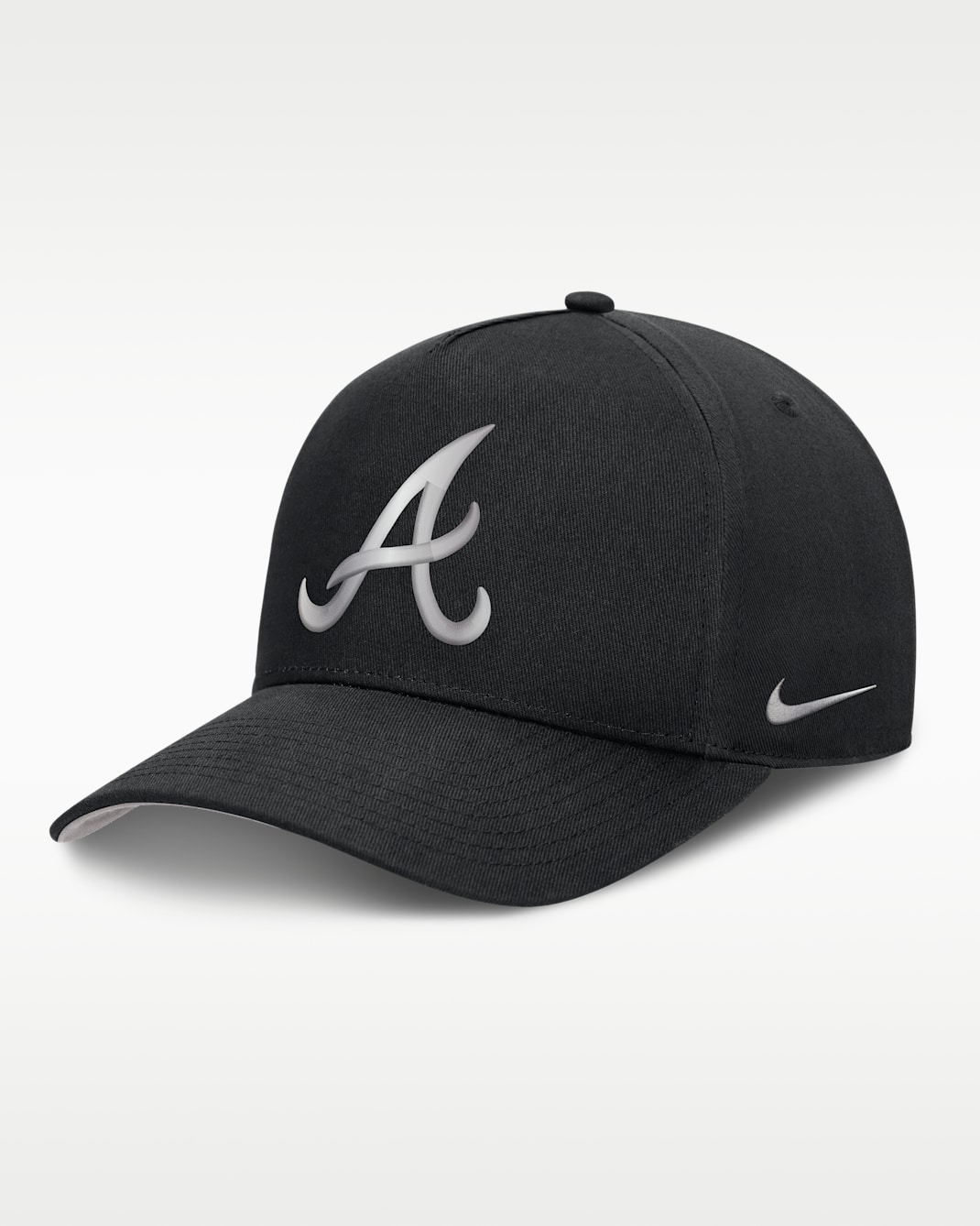 Atlanta Braves Rise Men's Nike Dri-FIT MLB A-Frame Trucker Adjustable Hat - Black/Grey