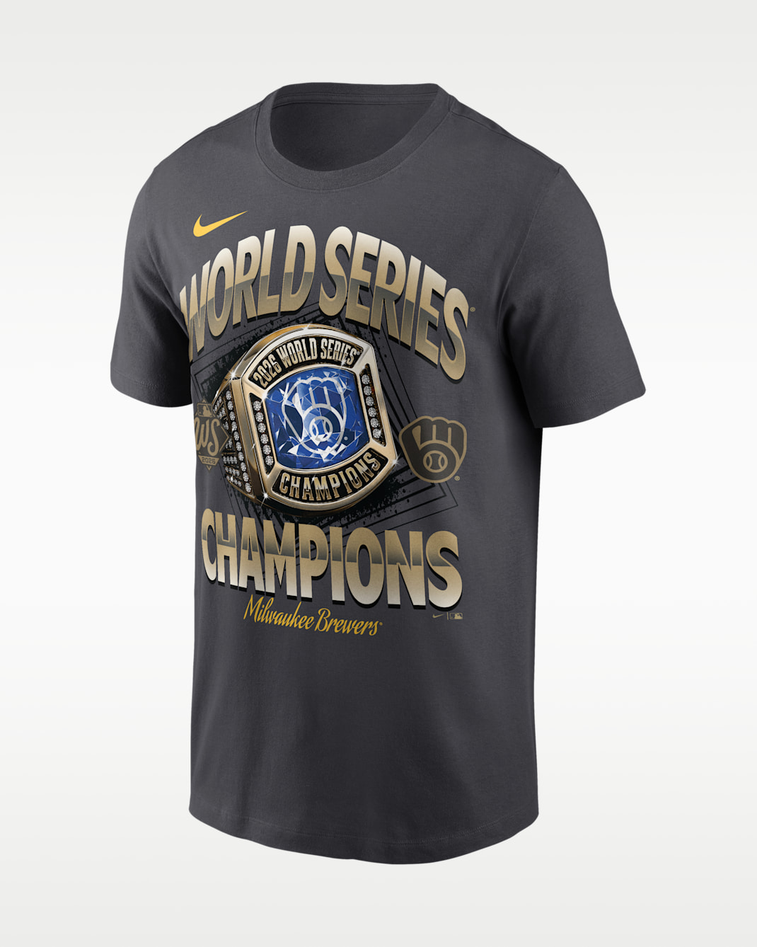 Milwaukee Brewers 2026 World Series Champions Men's Nike MLB T-Shirt - Anthracite