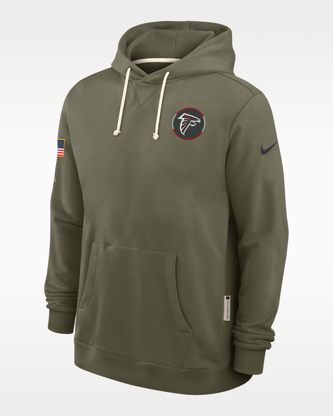 Sudadera con gorro sin cierre Nike Dri-FIT de la NFL para hombre Atlanta Falcons Salute to Service Sideline Dominant Force - Oliva medio