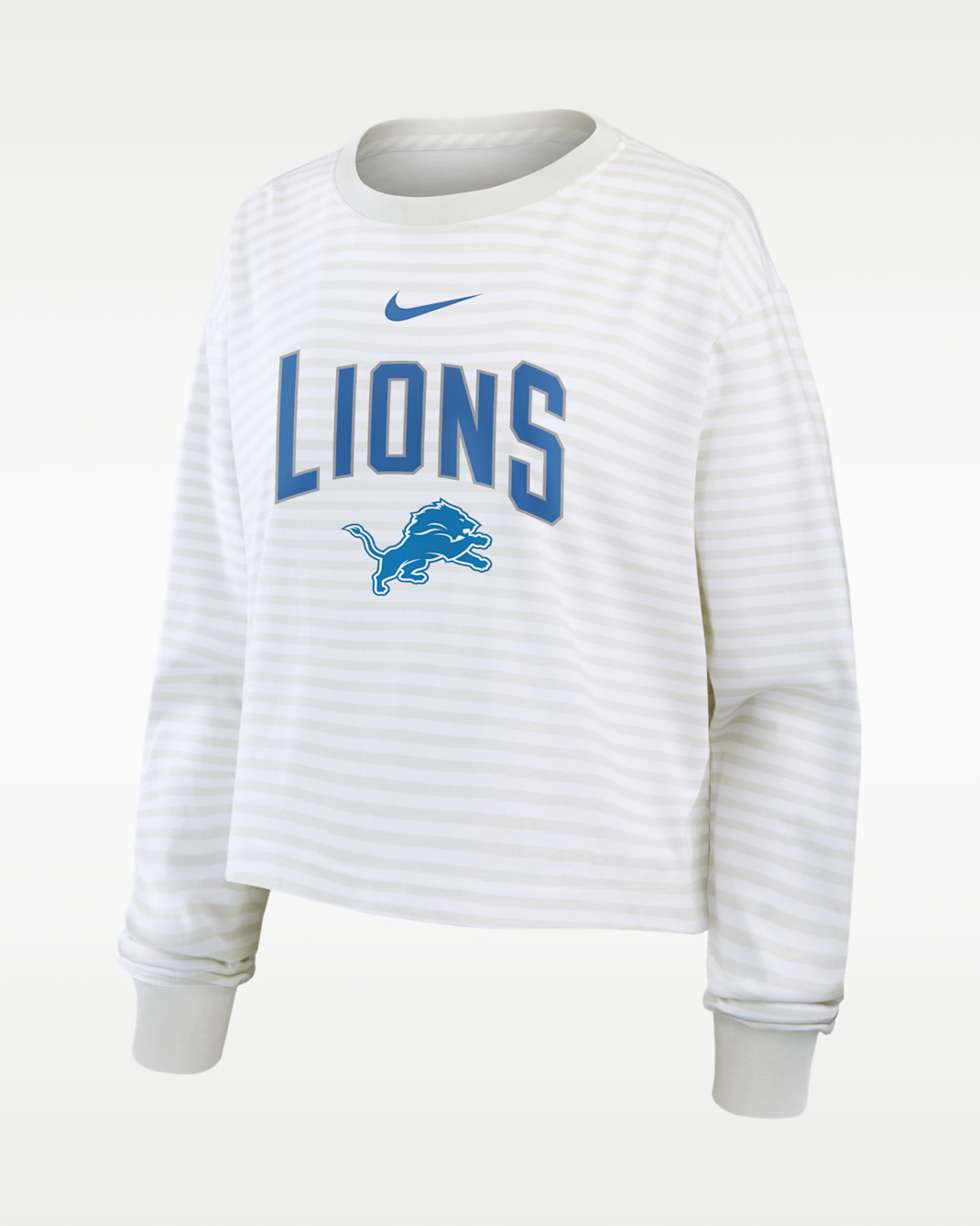 Detroit Lions Primetime Women's Nike Cropped Long-Sleeve T-Shirt - White/Grey