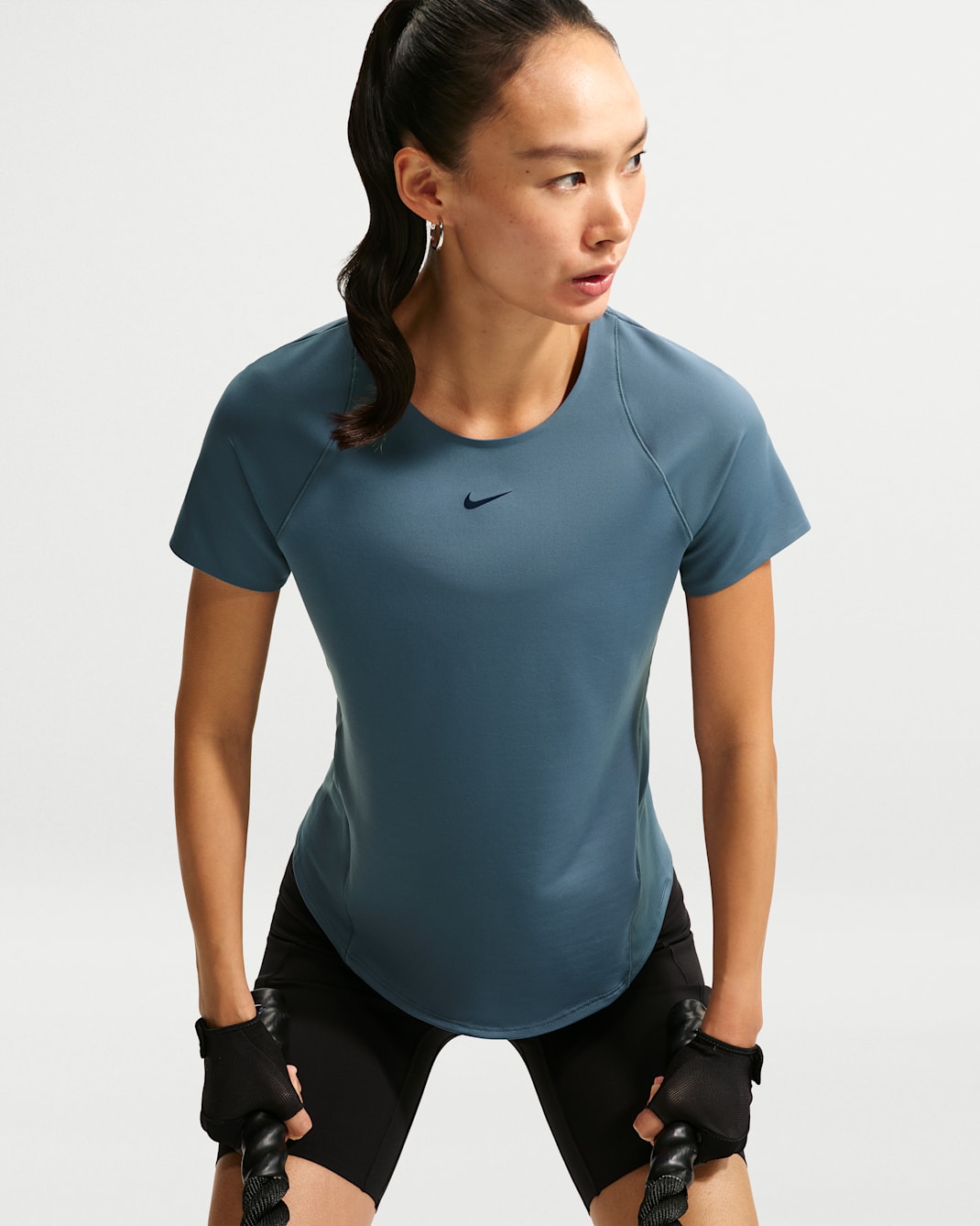 Nike Universa Women's Dri-FIT Short-Sleeve Top - New Slate/Midnight Navy