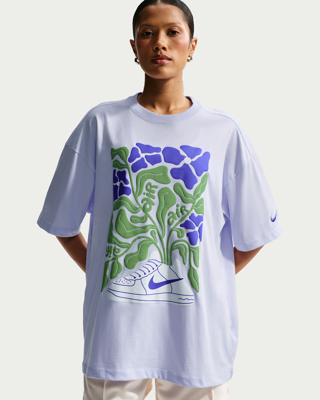 Playera de manga corta oversized para mujer Nike Sportswear Air Force 1 - Morado muy pálido