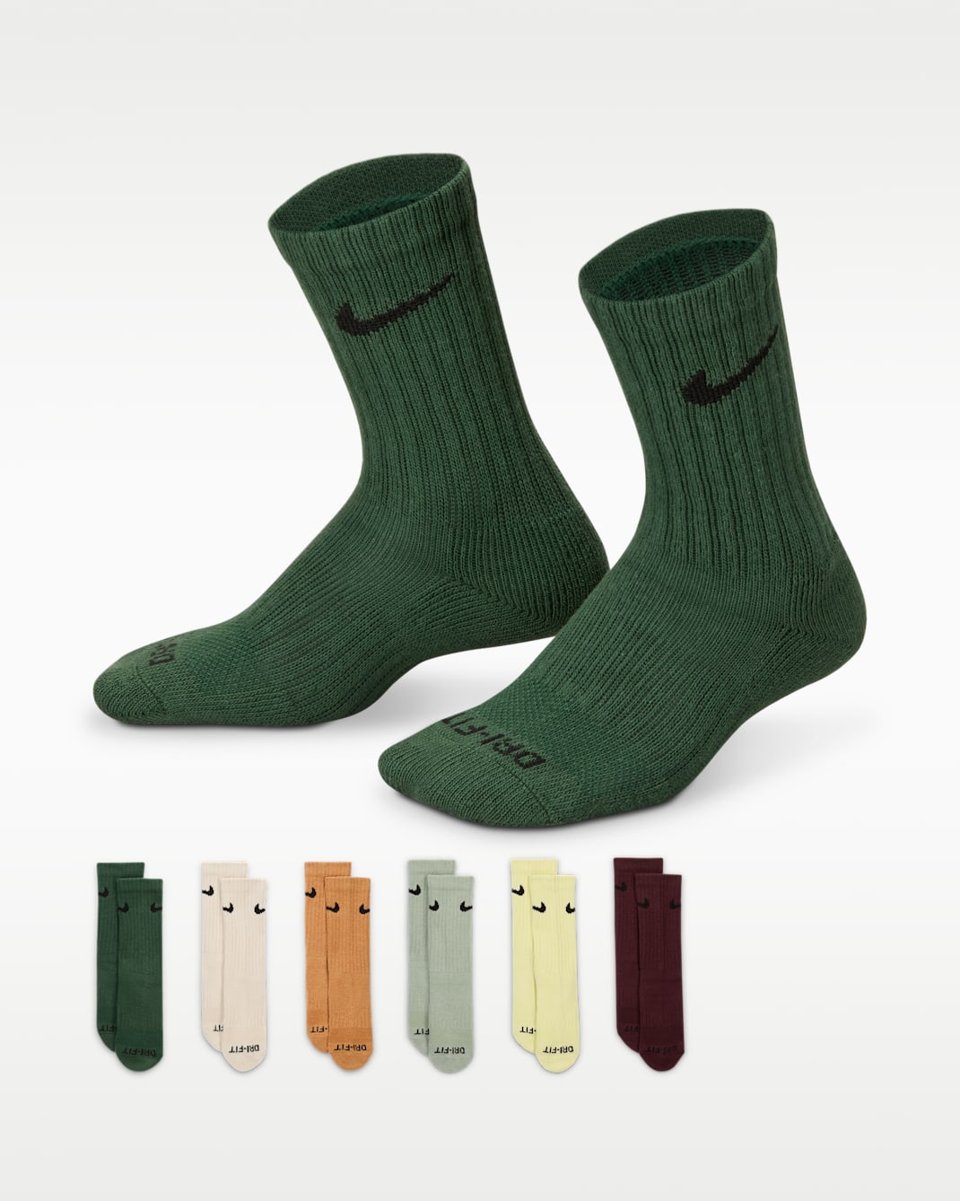 Nike Performance Basics Kids' Dri-FIT Crew Socks (6 Pairs) - Fir