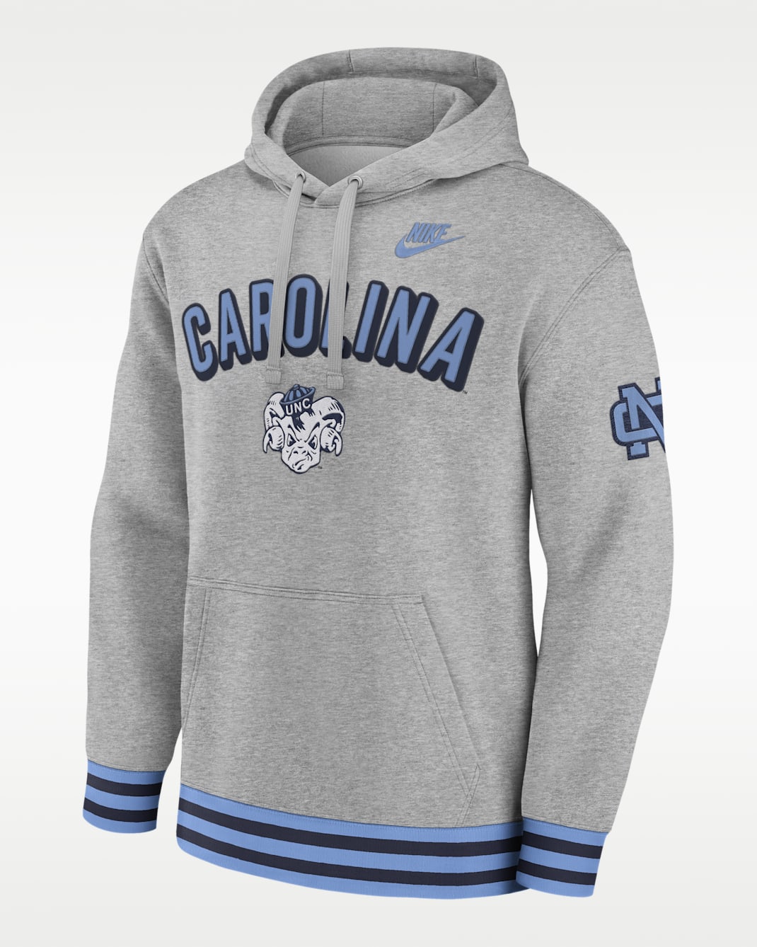 Sudadera con gorro sin cierre universitaria Nike para hombre North Carolina Legacy Retro - Gris oscuro jaspeado