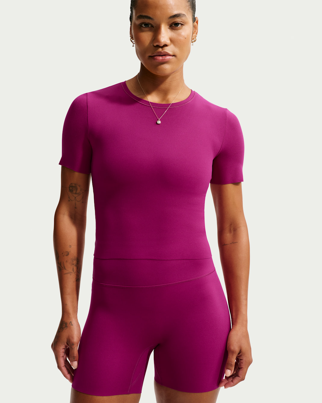 Nike Zenvy Women's Dri-FIT Short-Sleeve Top - True Berry/White