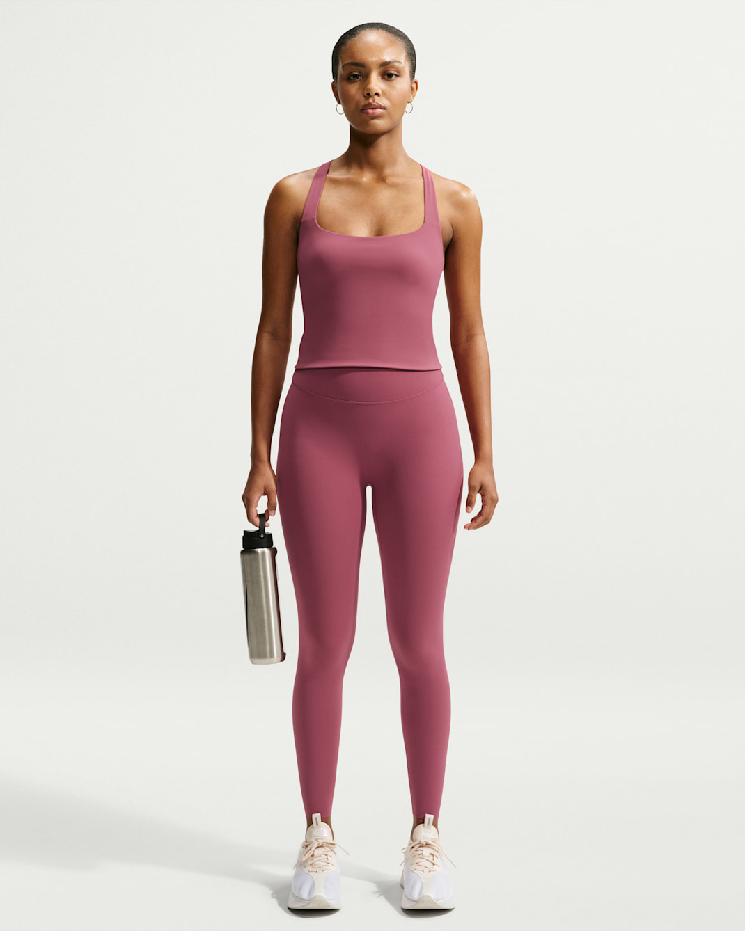 Nike Zenvy Women's High-Waisted 7/8 Leggings with No Front Seam - Pink Smoke/White