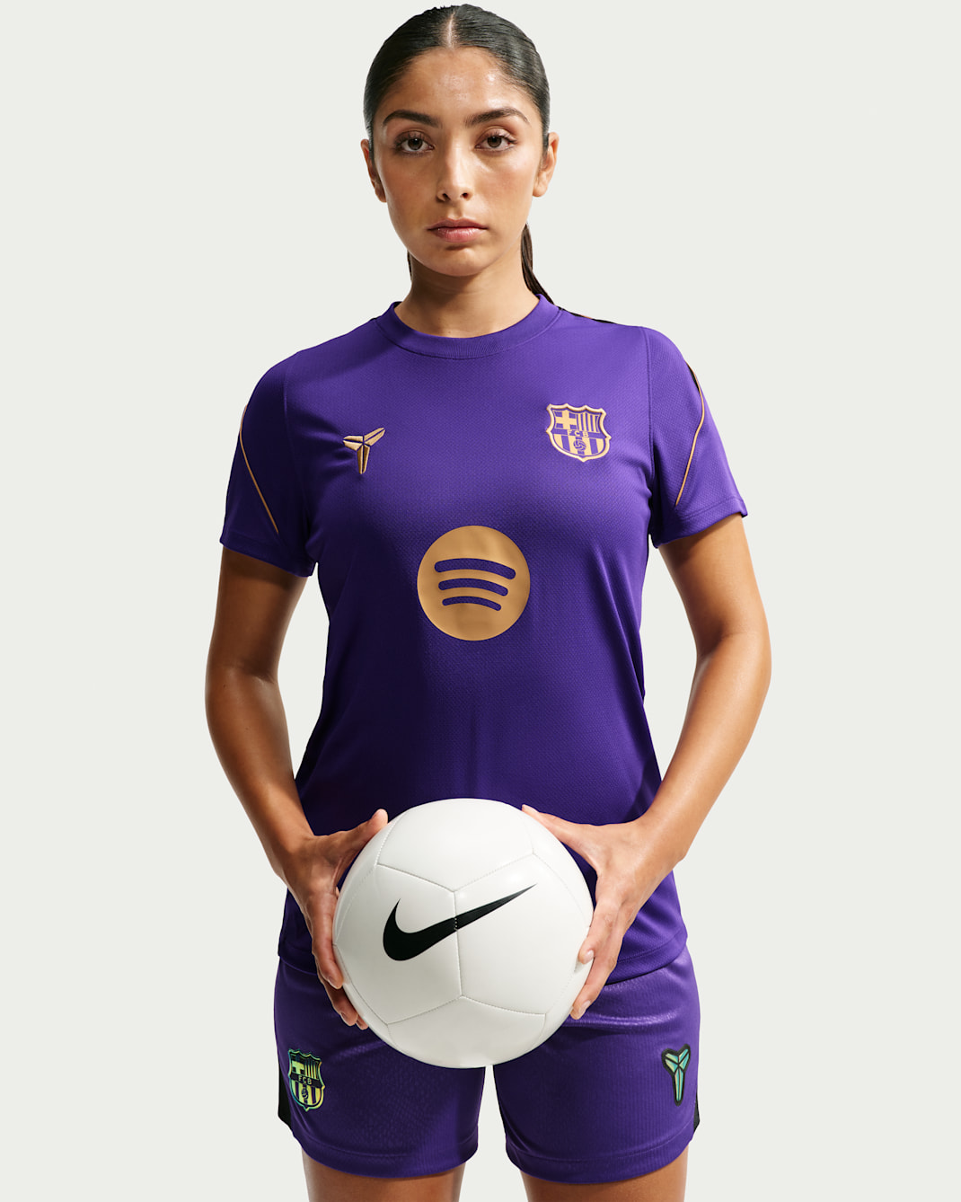 F.C. Barcelona Strike Away Women's Kobe Dri-FIT Football Short-Sleeve Top - Field Purple/Elemental Gold/Black/Metallic Gold