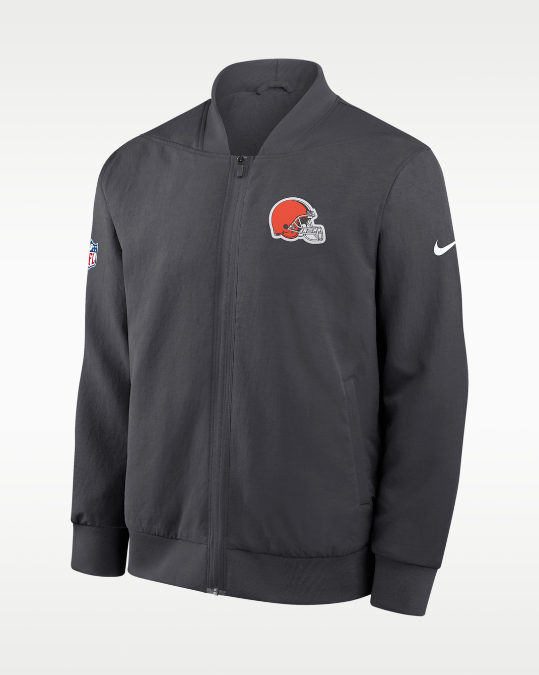 Chamarra bomber de cierre completo Nike de la NFL para hombre Cleveland Browns Sideline - Antracita