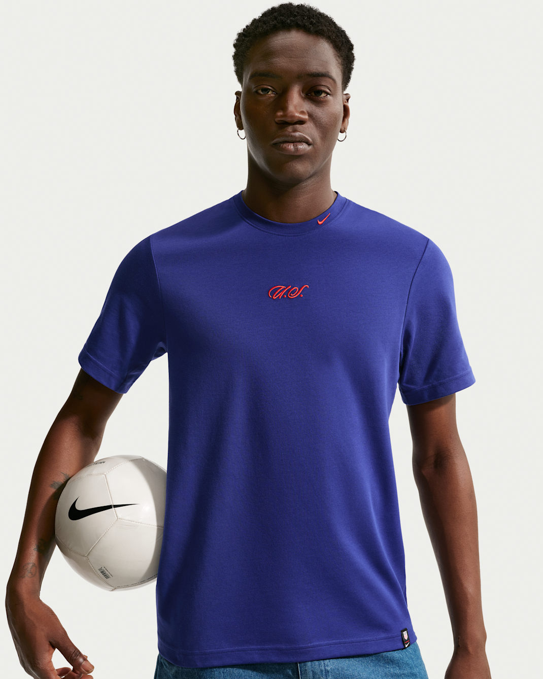 Playera de fútbol Nike Dri-FIT para hombre USMNT Primary - Azul royal intenso/Rojo reto