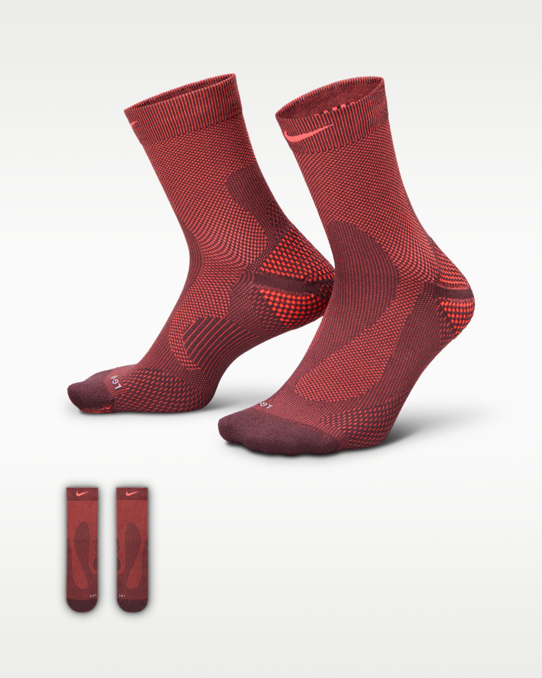 Nike Running Lightweight Micro Crew Socks (1 Pair) - Tattoo/Hot Lava/Pure Platinum/Hot Lava