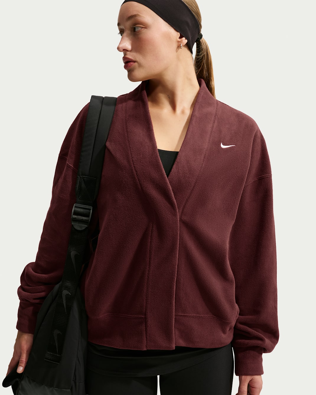 Nike One Women's Therma-FIT Fleece Cardigan - Mystic Dates/White