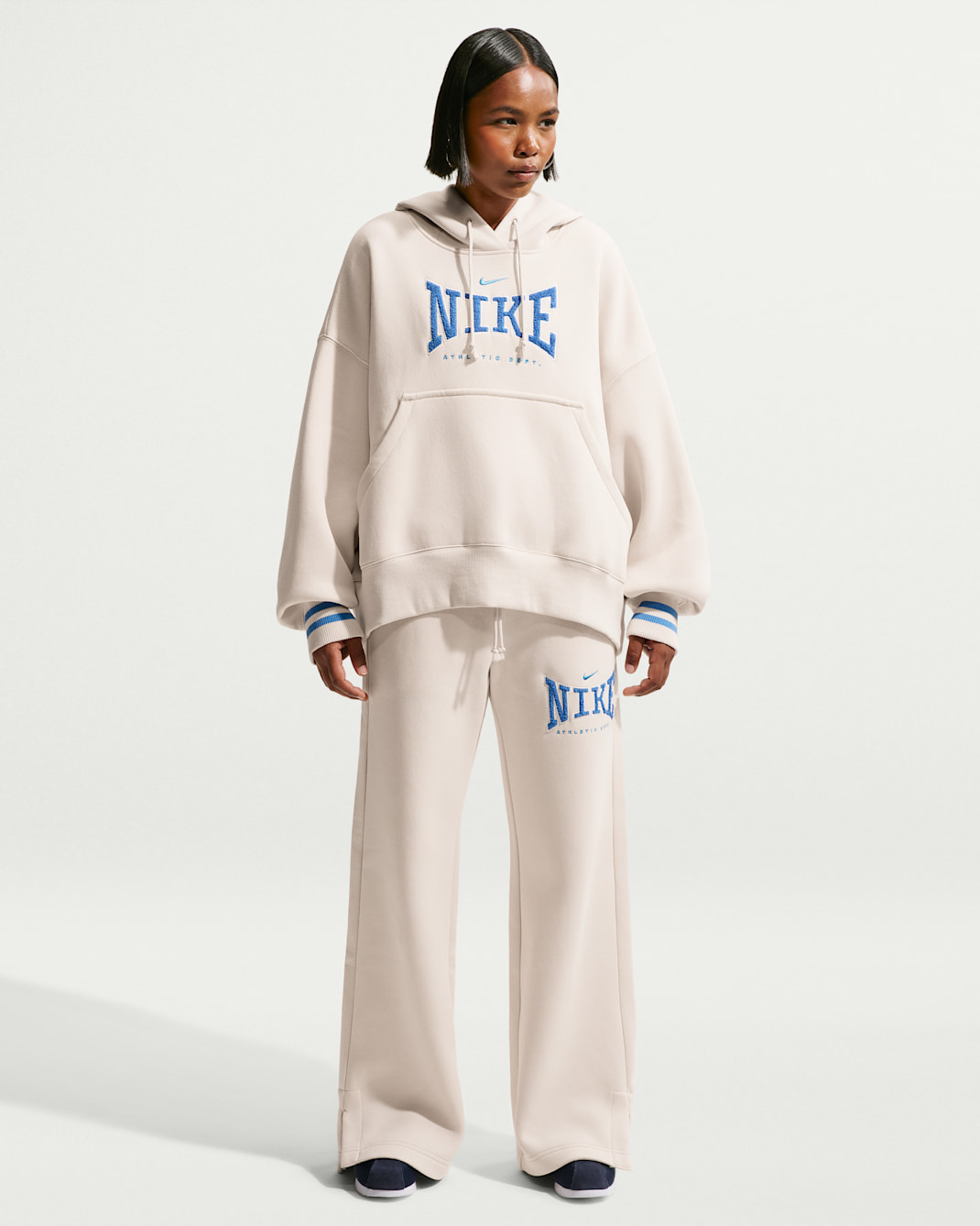 Nike Sportswear Phoenix Fleece Women's High-Waisted Wide-Leg Pants - Light Orewood Brown/University Blue