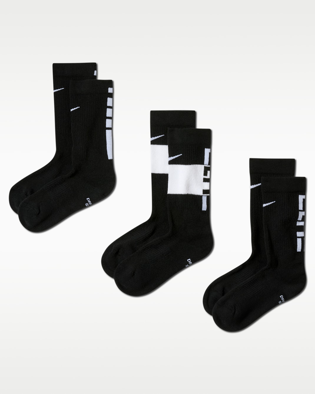 Nike Elite Kids' Basketball Crew Socks (3 Pairs) - Black/White