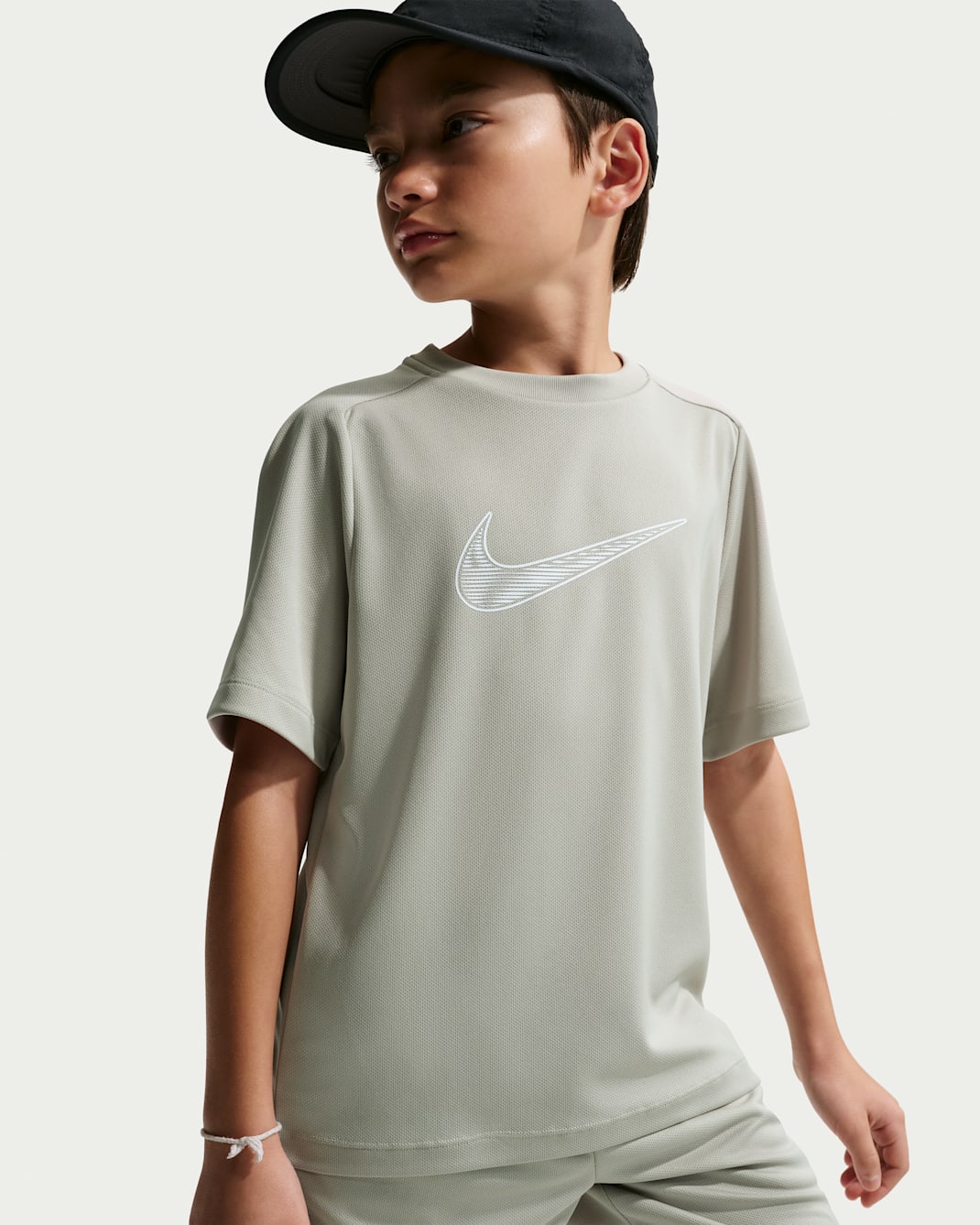 Nike Multi Older Kids' (Boys') Dri-FIT Short-Sleeve Training Top - Spruce Fog/White