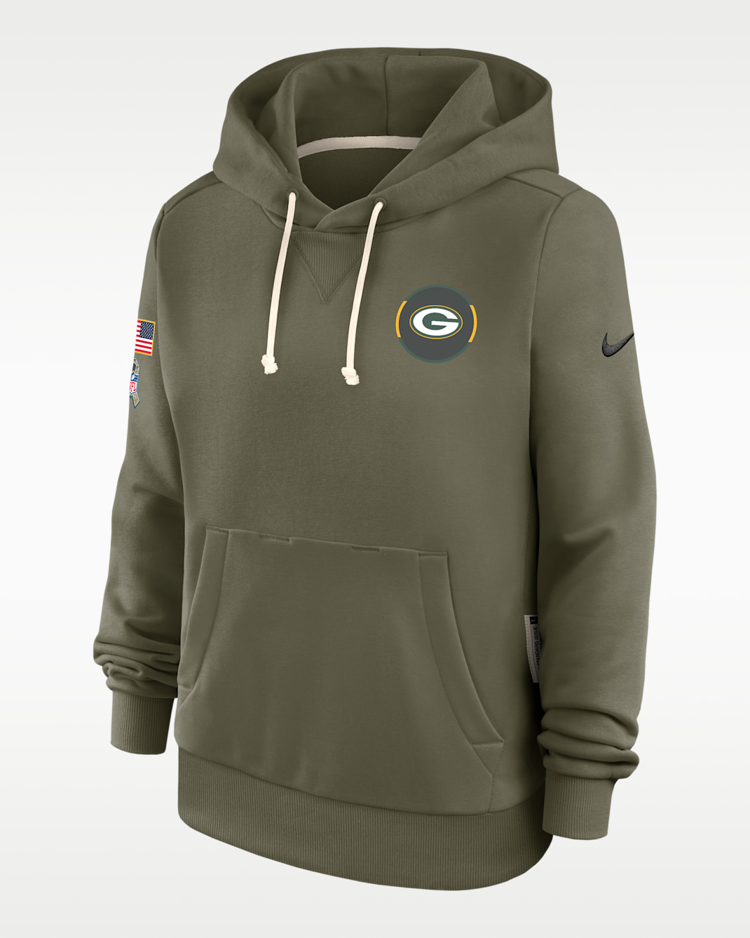 Sudadera con gorro sin cierre Nike Dri-FIT de la NFL para mujer Green Bay Packers Salute to Service Sideline - Oliva