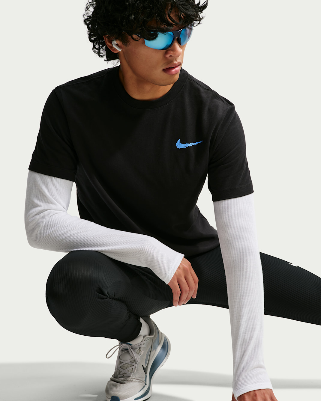 Nike Men's Dri-FIT Running T-Shirt - Black/Football Blue