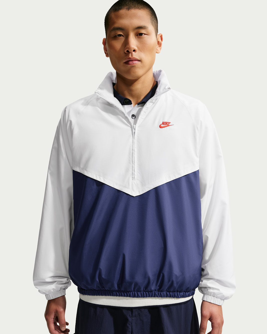 Nike Windrunner Men's Lightweight Half-Zip Jacket - Summit White/Blue Void/Light Crimson