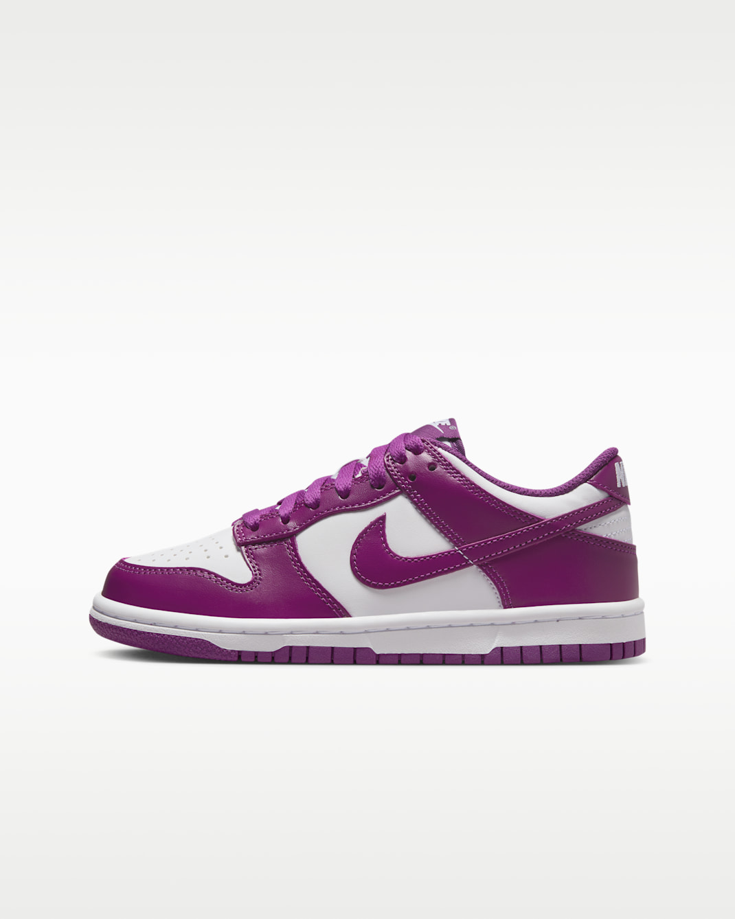 Tenis para niños grandes Nike Dunk Low - Blanco/Blanco/Violeta viotech