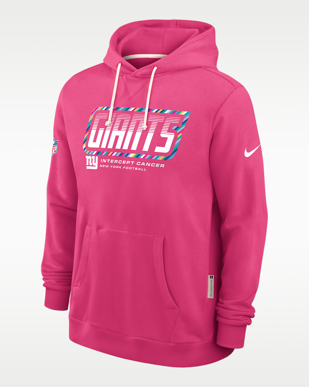 Sudadera con gorro sin cierre Nike Dri-FIT de la NFL para hombre New York Giants Crucial Catch Sideline Standard Issue - Rosa