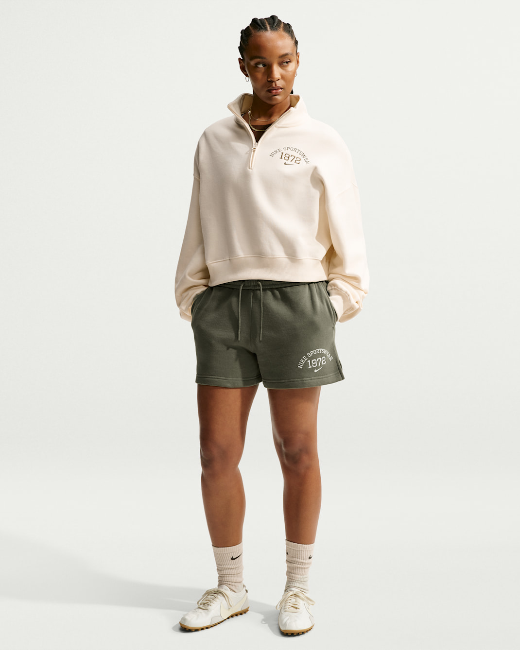 Nike Studio Fleece Medium Weight damesshorts - Medium Olive