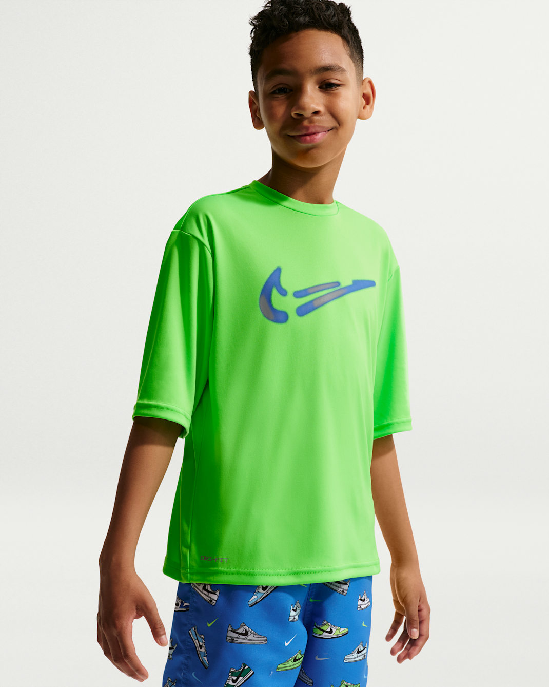 Nike Swim Hydroguard Big Kids' (Boys') Dri-FIT UV Short Sleeve Top - Vintage Green