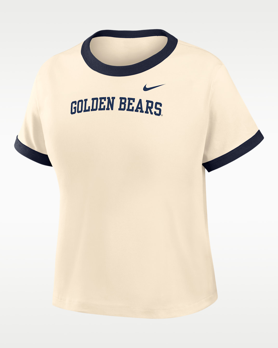 Playera Ringer para mujer Nike College (Cal) - Natural/Azul marino universitario