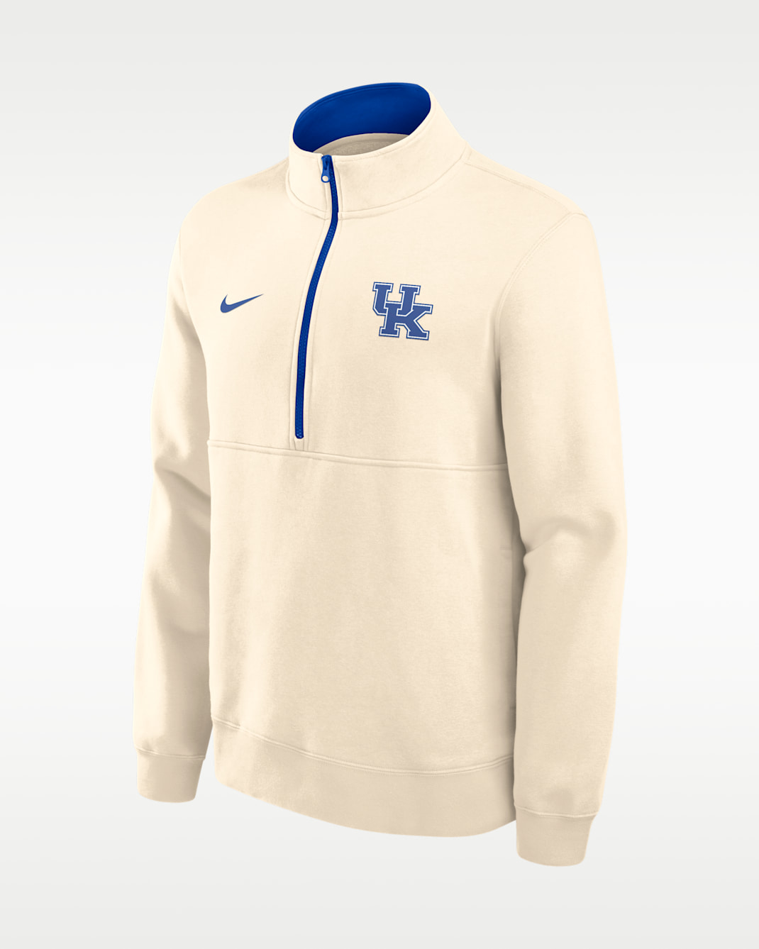 Kentucky Primetime Primary Logo Men's Nike College 1/2-Zip Crew - Natural/Game Royal