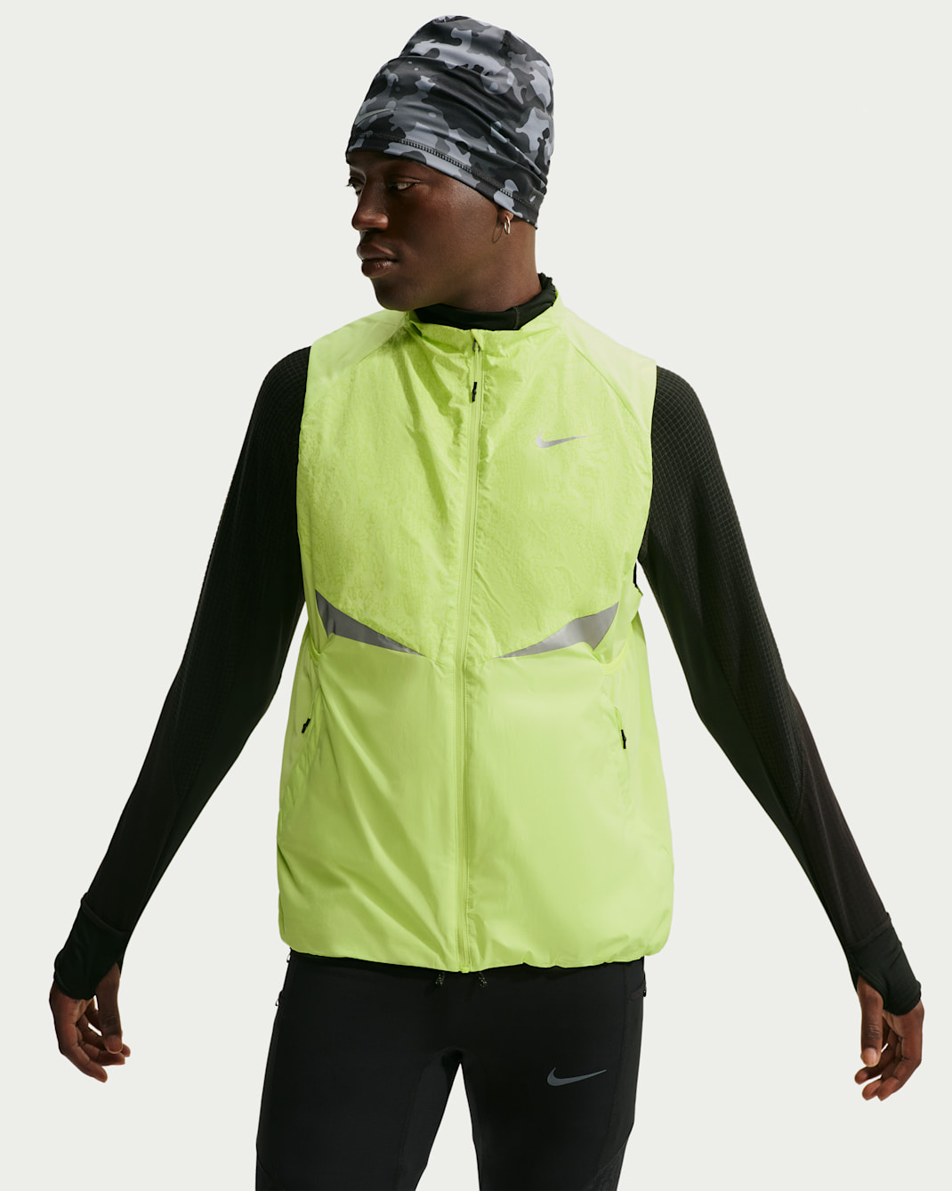 Nike Stride Therma-FIT Winterized-løbevest til mænd - Light Lemon Twist/Light Smoke Grey