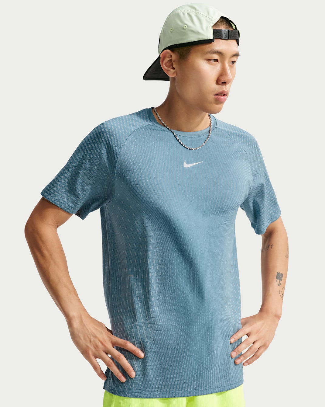Nike Stride Aero-FIT 男款短袖跑步上衣 - Smokey Blue/Football Grey