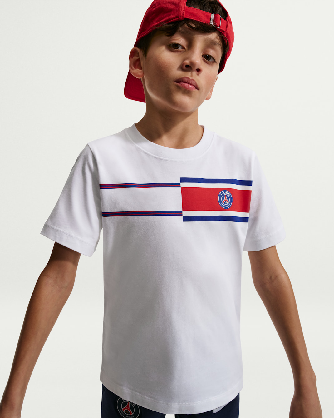 Paris Saint-Germain Club Nike Soccer póló nagyobb gyerekeknek - Fehér