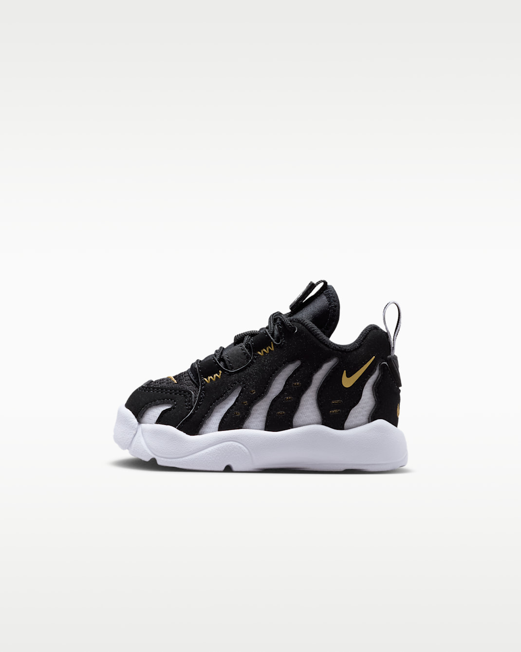 Tenis para bebé e infantil Nike DT Max '96 Low - Negro/Blanco/Oro metalizado