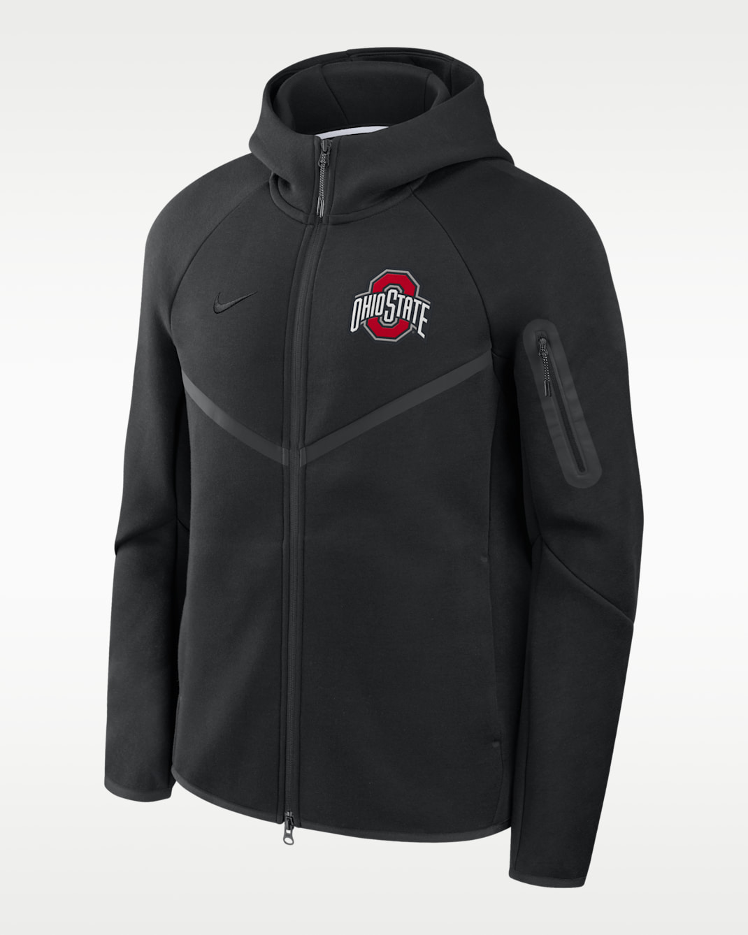 Chamarra universitaria Nike con gorro de cierre completo para hombre Ohio State Tech Fleece Windrunner - Negro