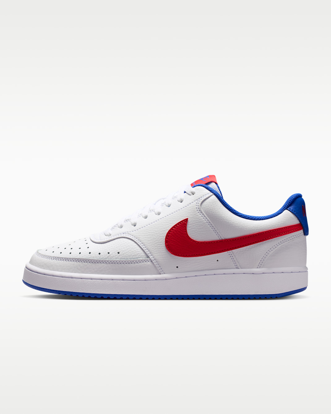 Tenis para hombre Nike Court Vision Low - Blanco/Blanco/Hiperroyal/Rojo universitario