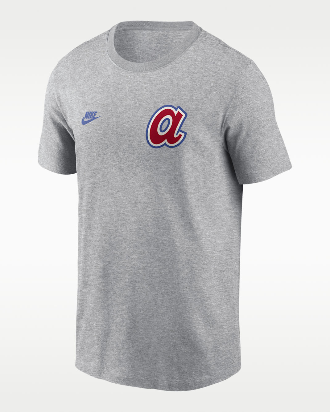 Atlanta Braves Cooperstown 2-Hit Large Logo Men's Nike MLB T-Shirt - Charcoal Heather