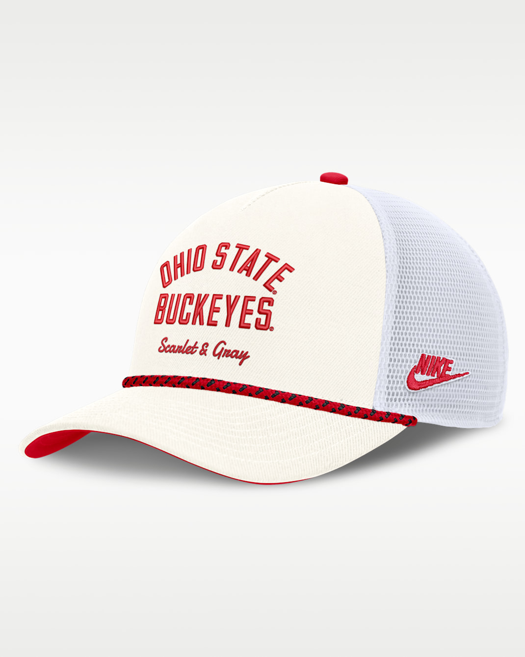 Ohio State Denim Men's Nike College Trucker Adjustable Hat - White