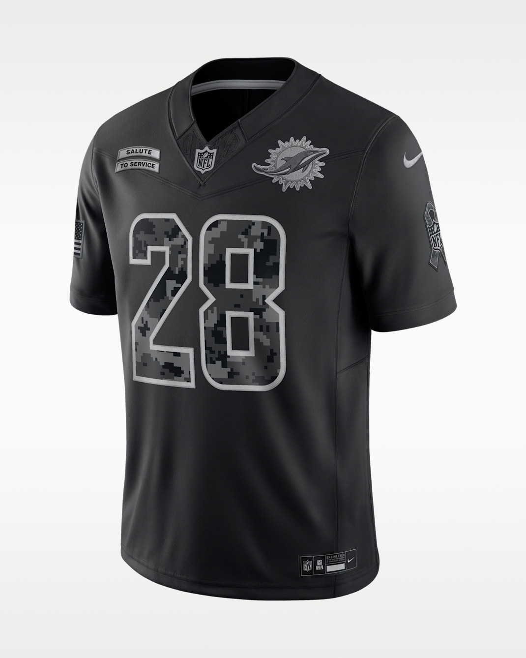 De'Von Achane Miami Dolphins Salute to Service Men's Nike Dri-FIT NFL Limited Jersey - Black