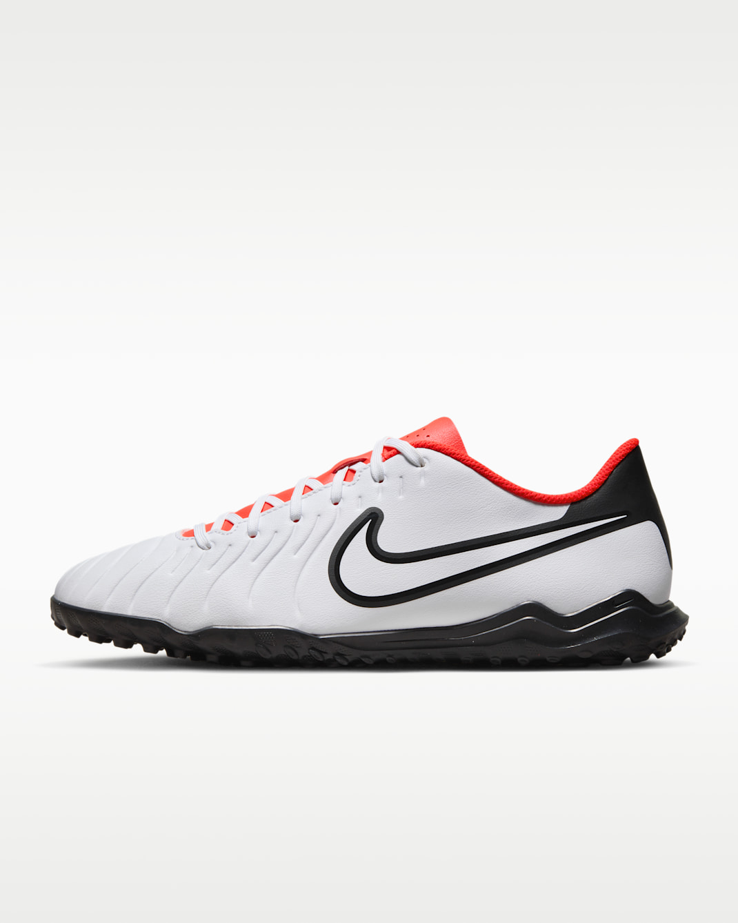 Nike Tiempo Legend 10 Club Turf Low-Top Football Shoes - White/Bright Crimson/Black