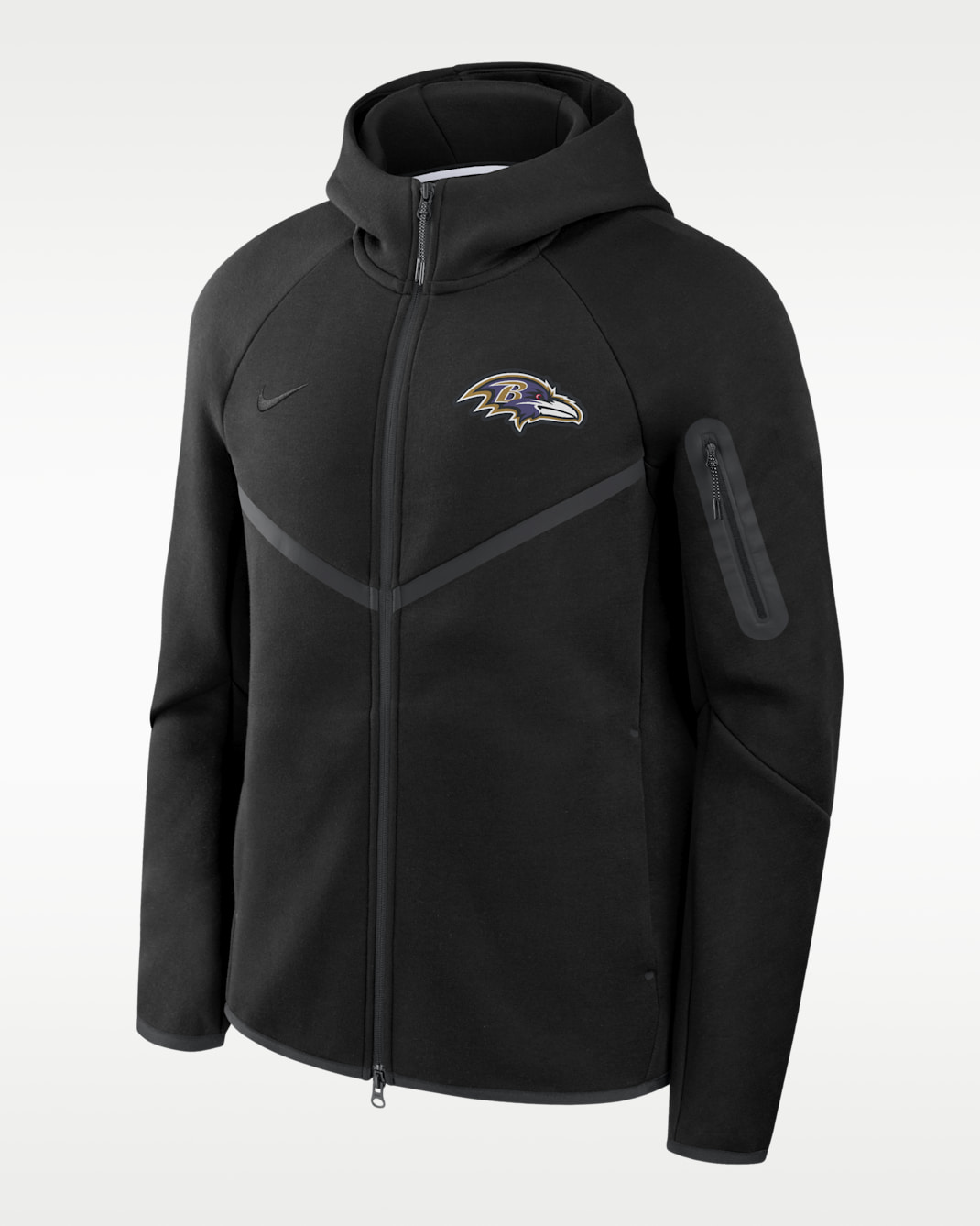 Baltimore Ravens Tech Fleece Windrunner Men's Nike NFL Full-Zip Hooded Jacket - Black/Black