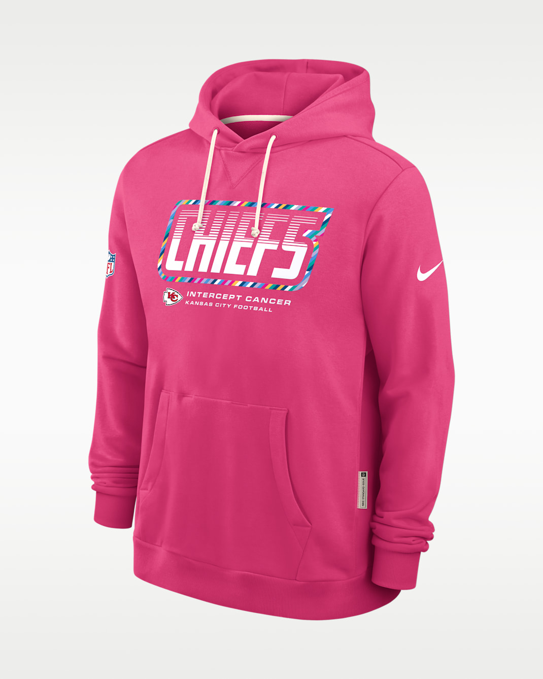 Kansas City Chiefs Crucial Catch Sideline Standard Issue Men's Nike Dri-FIT NFL Pullover Hoodie - Pink