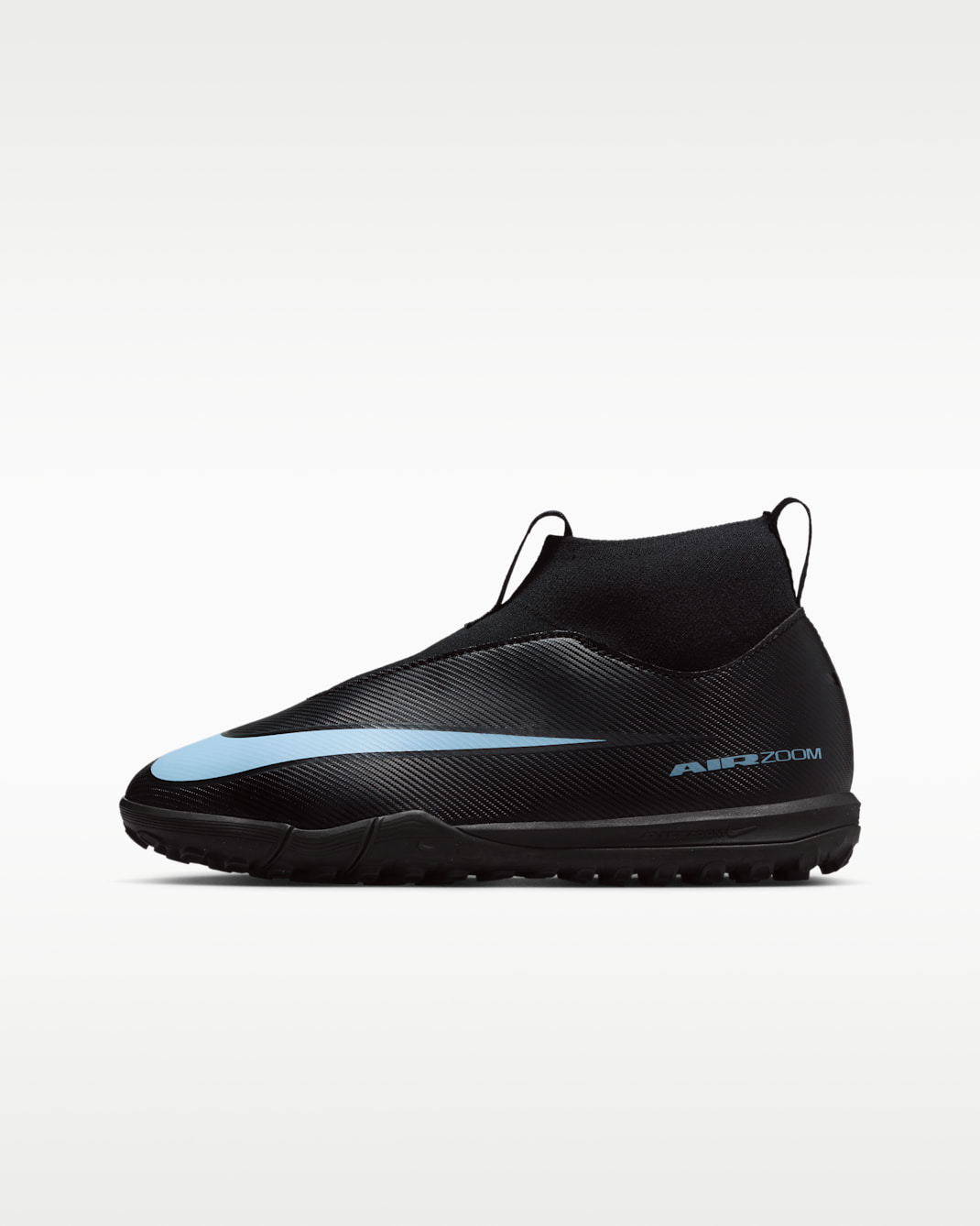 Nike Jr. Mercurial Superfly 10 Academy Younger/Older Kids' Turf High-Top Football Shoes - Black/Ice Blue