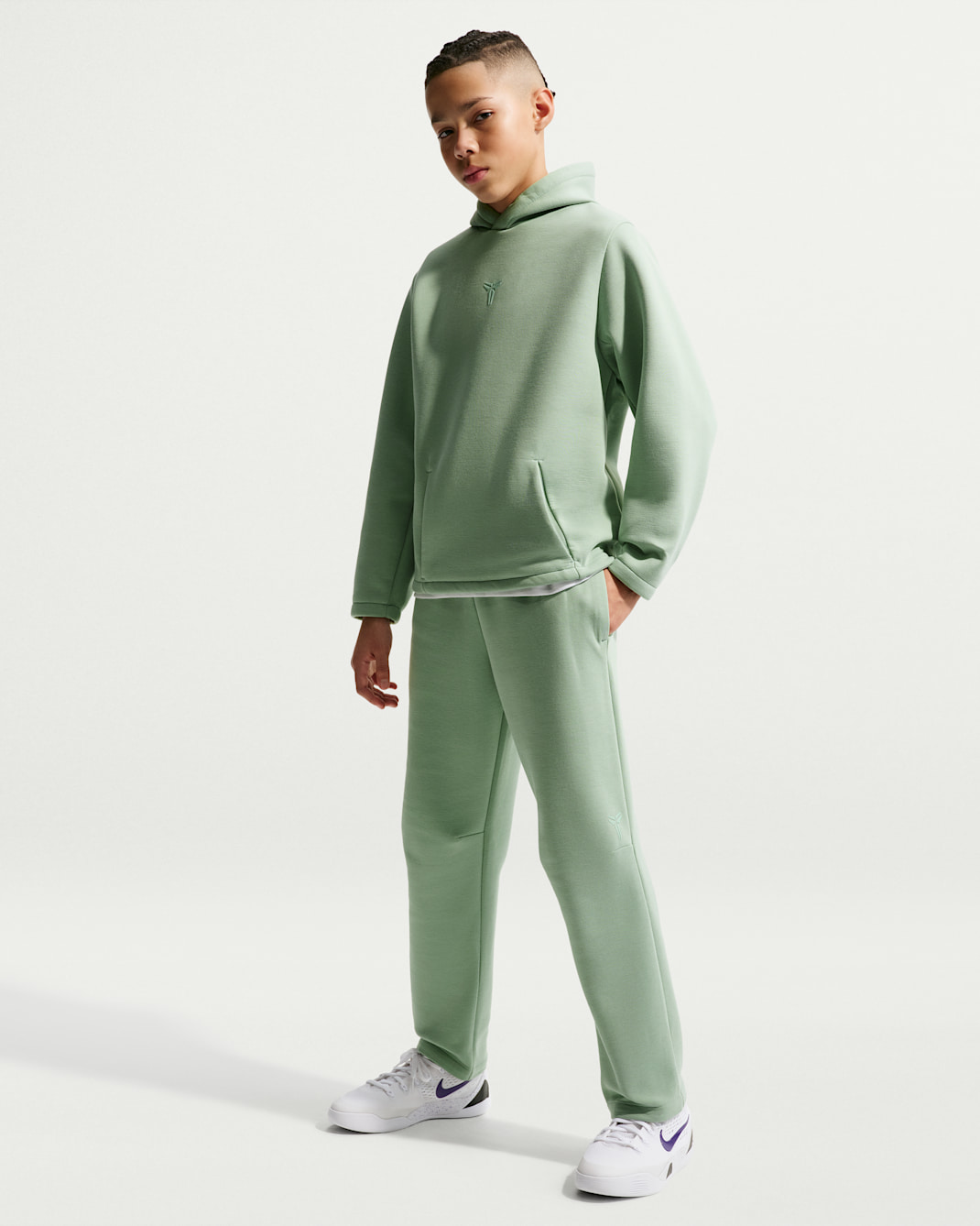 Kobe Big Kids' Dri-FIT Fleece Basketball Pants - Steam/Steam