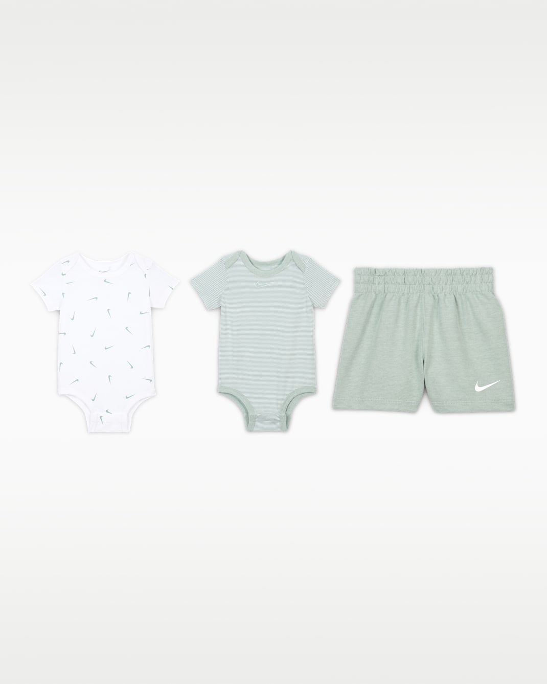 Nike Essentials Baby 3-Piece Striped Swooshfetti Set - Mica Green