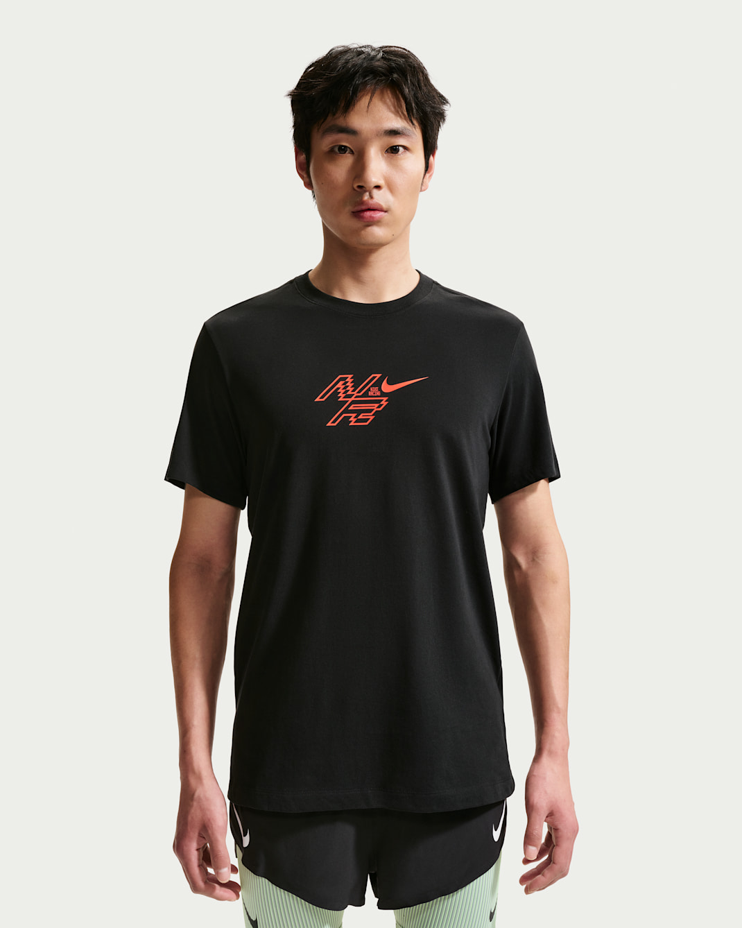 Nike AeroSwift Men's Dri-FIT Running T-Shirt - Black/Bright Crimson