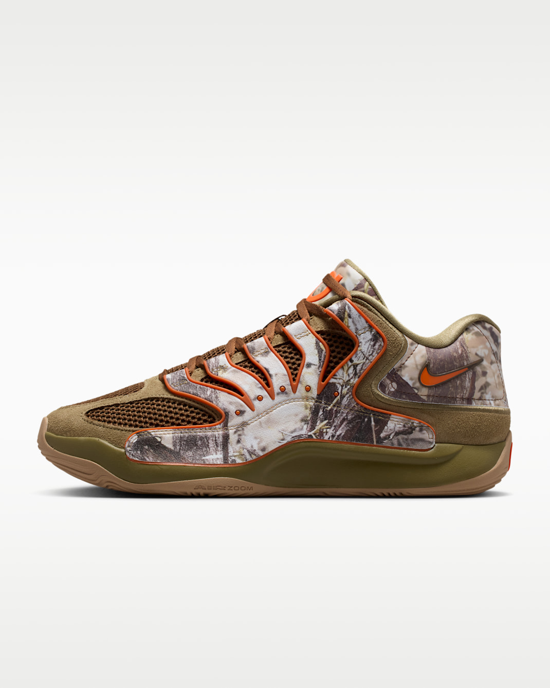 KD18 x Chet Holmgren 'Duck Camo' Basketball Shoes - Coyote/Medium Brown/Safety Orange